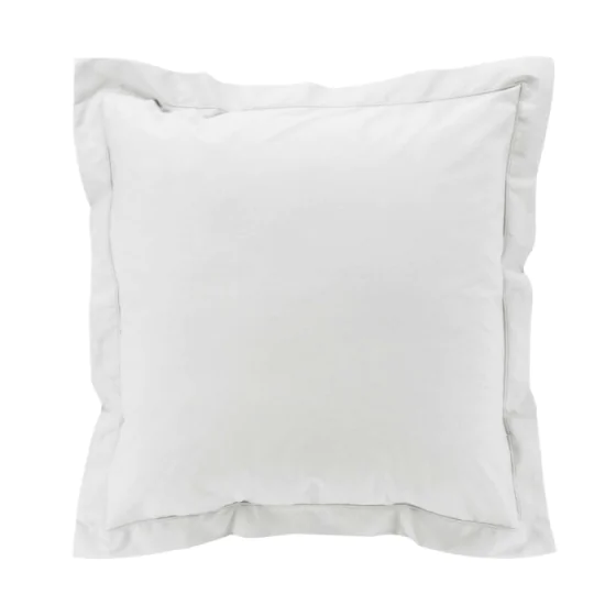 Taie d’oreiller 63 x 63 cm en percale Blanc – Volant plat & point bourdon