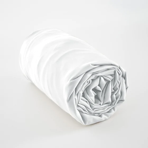 Drap housse king size 180 x 200 cm satin de bambou Salomé Blanc