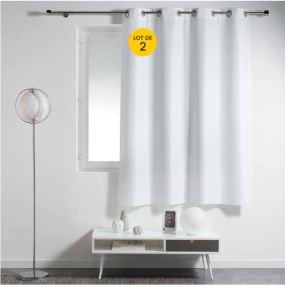 Lot de 2 rideaux spécial petites fenêtres 140 x 180 cm Essentiel Blanc