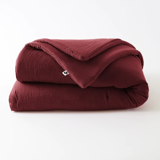 Édredon 180 x 240 cm - Double Gaze de Coton 125 gr/m² - Uni Gaïa Bordeaux