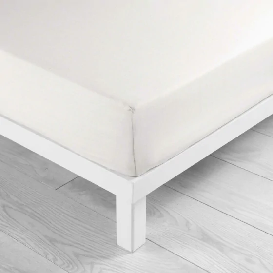 Drap housse 2 personnes 140 x 190 cm uni 57 fils lina Blanc