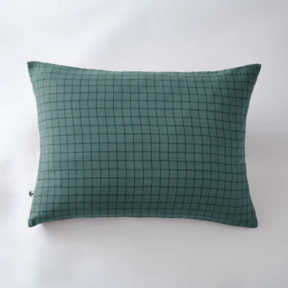 Taie d'oreiller gaze de coton tissée 50 x 70 cm gaïa mix Bleu canard