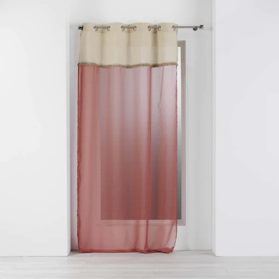 Voilage à oeillets 140 x 240 cm voile sablé + jute Greenybel Terracotta