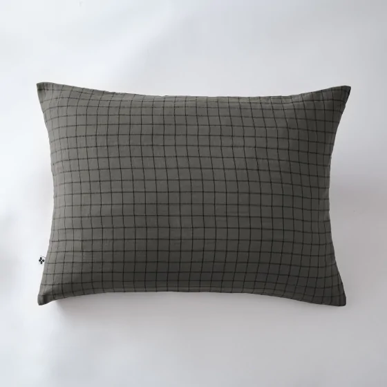 Taie d'oreiller gaze de coton tissée 50 x 70 cm gaïa mix Anthracite