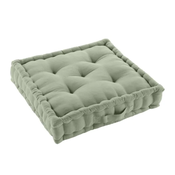 Coussin de sol 50 x 50 x 10 cm coton/polyester recycle grs twily Sauge