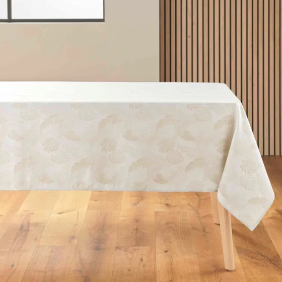 Nappe rectangle 140 x 250 cm jacquard enduit enola Naturel