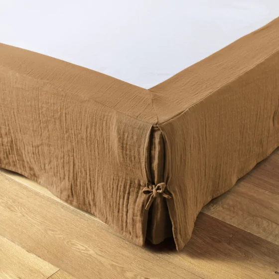 Cache-sommier gaze de coton 140 x 190 cm Gaia Camel