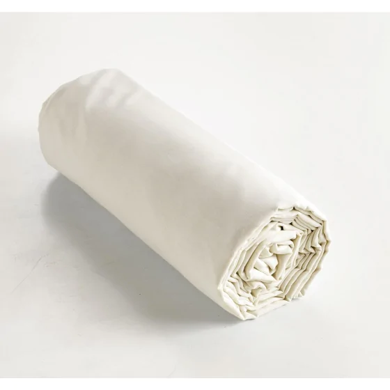 Drap-housse 1 personne Ambre Naturel – 90 x 190 cm – Bonnet 30 cm – Coton 57 fils/cm²