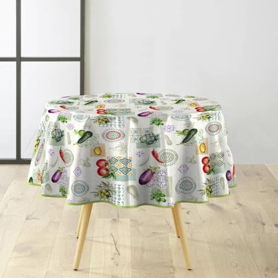 Nappe Ronde 160 cm PVC Imprimé Végétalia – Esprit Méditerranéen