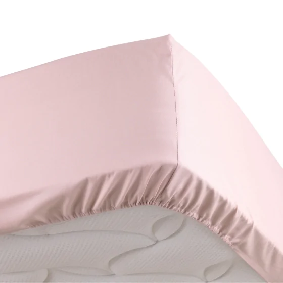 Drap housse rose 140 x 190 cm en percale bonnet 30 cm