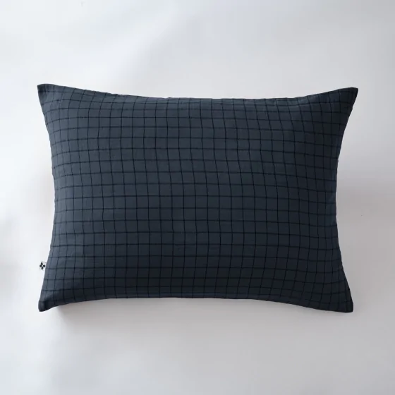 Taie d'oreiller gaze de coton tissée 50 x 70 cm gaïa mix Bleu  marine