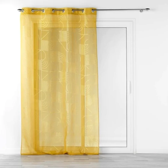 Panneau a oeillets 140 x 280 cm voile sable imprime metallise lineor Jaune/or