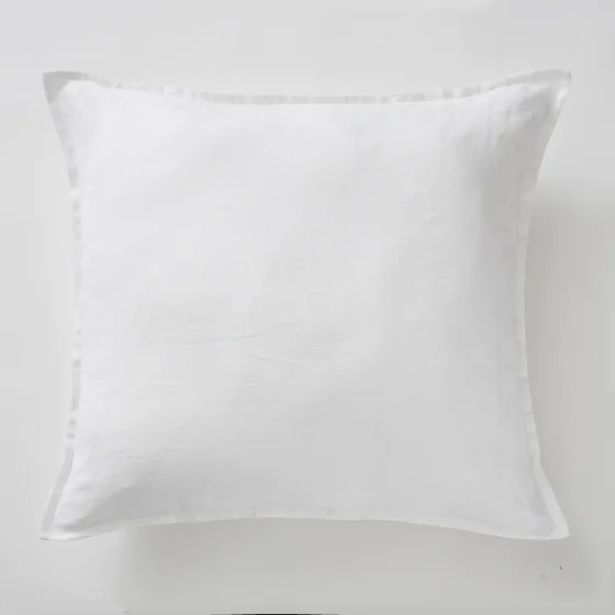 Taie d'Oreiller 60 x 60 cm - Lin Lavé Soline Blanc (Lin français)