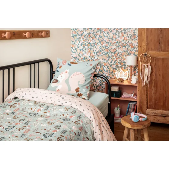 Parure de lit réversible + 1 taie d'oreiller 140 x 200 cm coton imprimé Tamia Multicolore