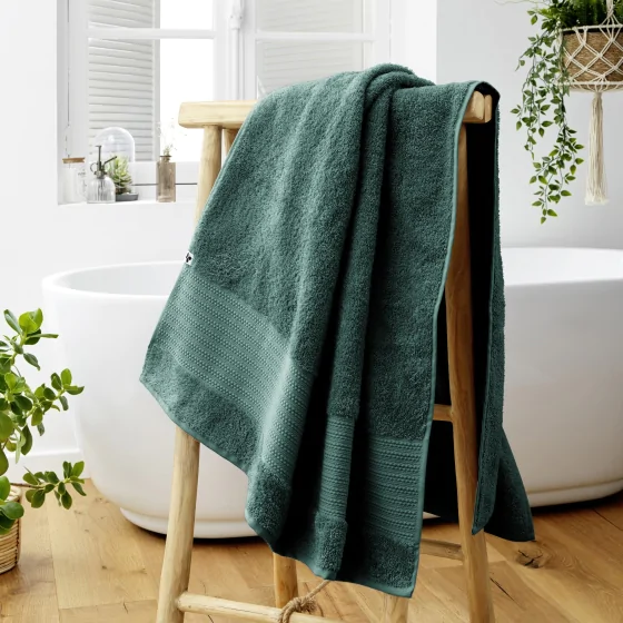 Drap de bain 90 x 150 cm éponge unie garance emeraude Vert foncé