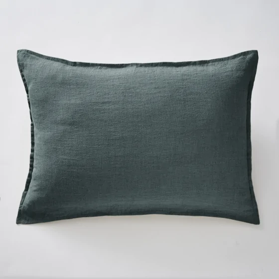 Taie d'oreiller 50 x 70 cm lin lavé soline Gris foncé