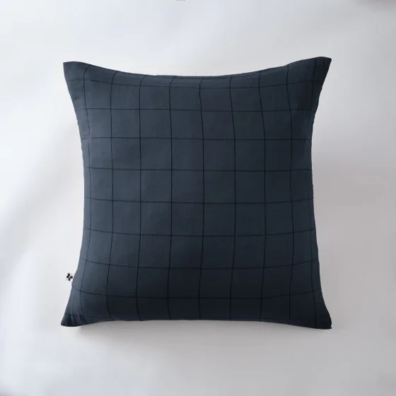 Taie d'oreiller gaze de coton tissée  60 x 60 cm Gaia Match Bleu marine
