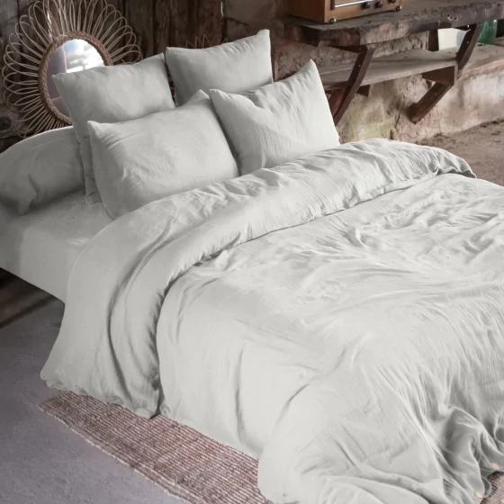 Housse de couette gaze de coton Bio 200x200 cm Gris perle