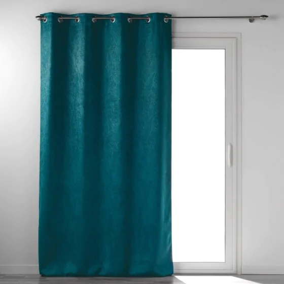 Rideau grande hauteur 135 x 280 cm occultant velours frappé Melodie Pétrole