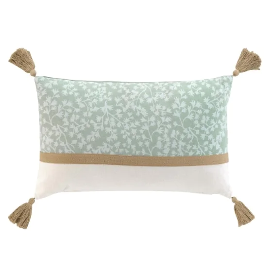 Coussin dehous. compr. pompons 30 x 50 cm coton/polyester imp vivoline des place Sans