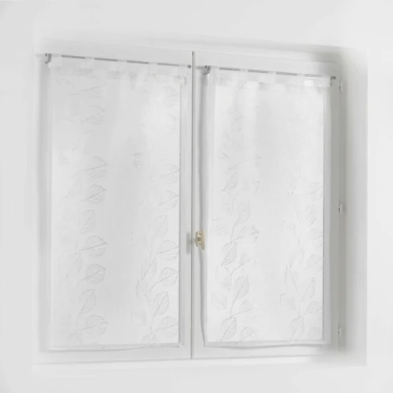 Paire droite passants 2 x 60 x 120 cm voile sable brode edenia Blanc