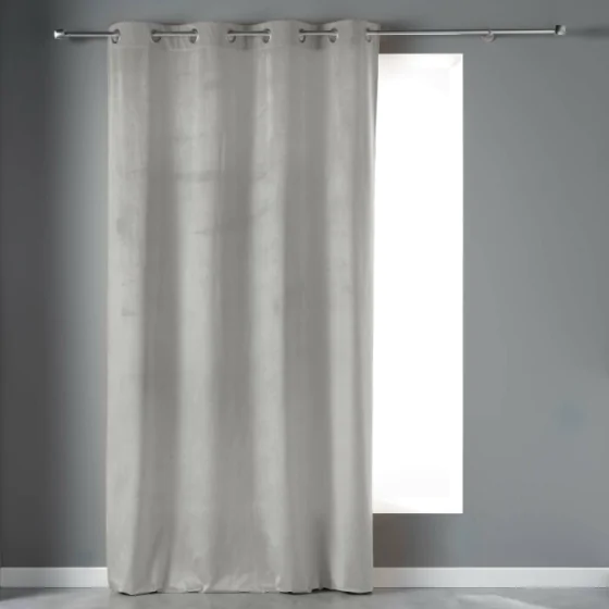 Rideau tamisant a oeillets 140 x 240 cm velours Velvetine Gris