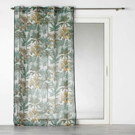 Voilage a oeillets 140 x 240 cm effet lin tissé  imprimé balinesia Sans