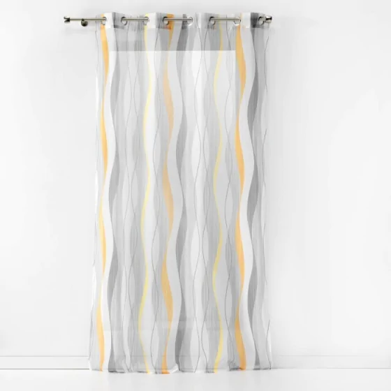 Panneau a oeillets 140 x 280 cm voile sable imprime ondulys Jaune/blanc