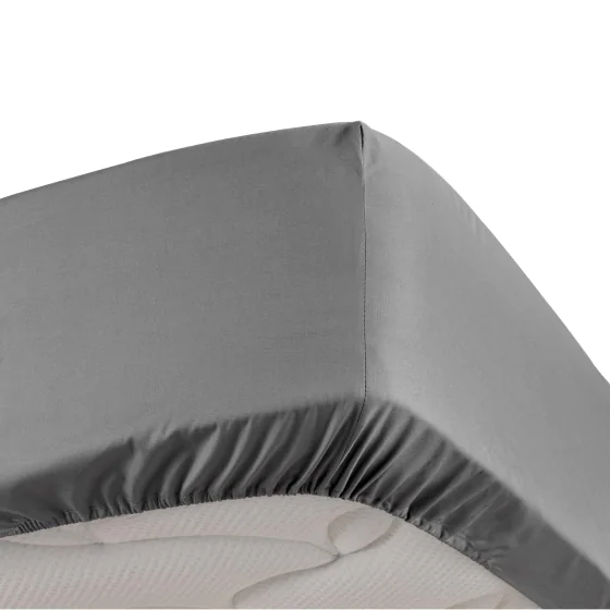 Drap housse anthracite 160 x 200 cm en percale bonnet de 30 cm