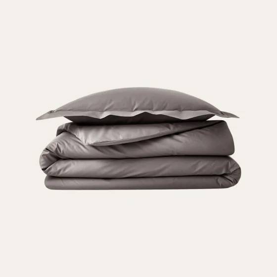 Parure de couette 240 x 220 cm + 2 taie 63 x 63 cm en percale de coton Acier