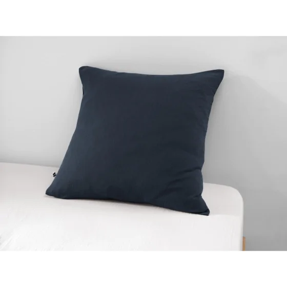 Taie d'oreiller en double gaze de coton – 60 x 60 cm – Gaïa Bleu foncé