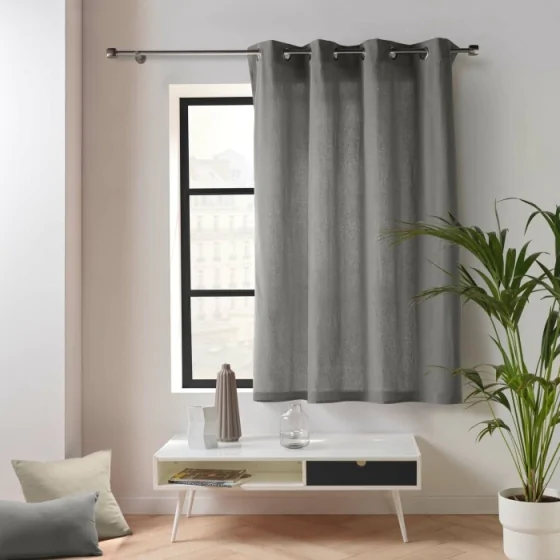 Rideau petite hauteur 135 x 180 cm coton/polyester recyclé Twily Gris