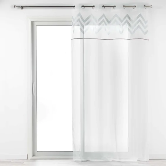 Panneau a oeillets 140 x 240 cm voile sable+top applique metal levi Blanc/argent