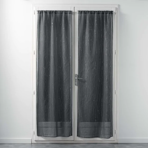 Paire droite passe tringle 2x70x200 cm voile sable applique filiane Anthracite