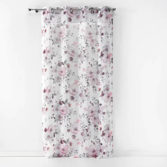 Panneau a oeillets 140 x 240 cm voile sable imprime velvet flower Blanc