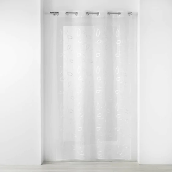 Panneau a oeillets 140 x 240 cm voile sable brode hoops Blanc