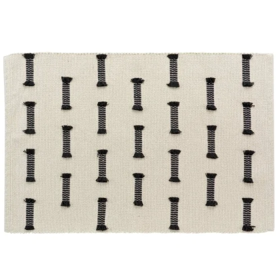 Tapis rectangle 50 x 80 cm coton tisse uni+fils coupes juline Naturel