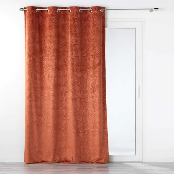 Rideau occutant 140 x 240 cm en velours relief Analia Terracotta