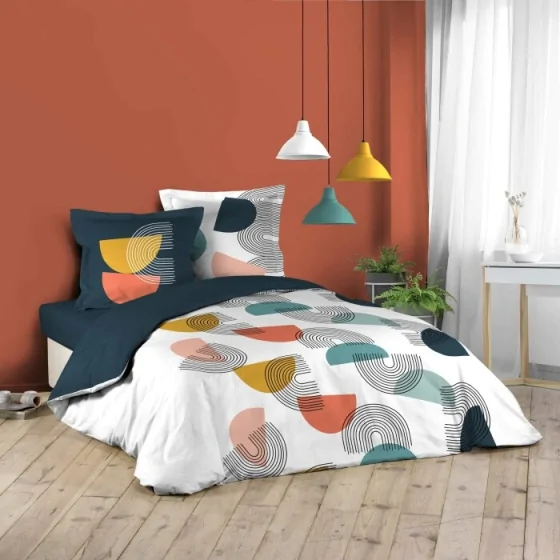 Housse de couette 240 x 220 cm coton 57 fils + 2 taies pop art
