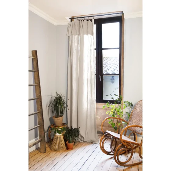 Rideau ajustable + 8 anneaux pince gaze de coton 140 x 300 cm gaïa pampa Naturel