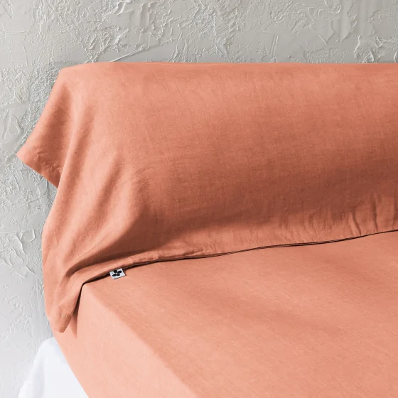 Taie de Traversin 43 x 185 cm - Lyocell Uni Lysandre Terracotta - 147 g/m²