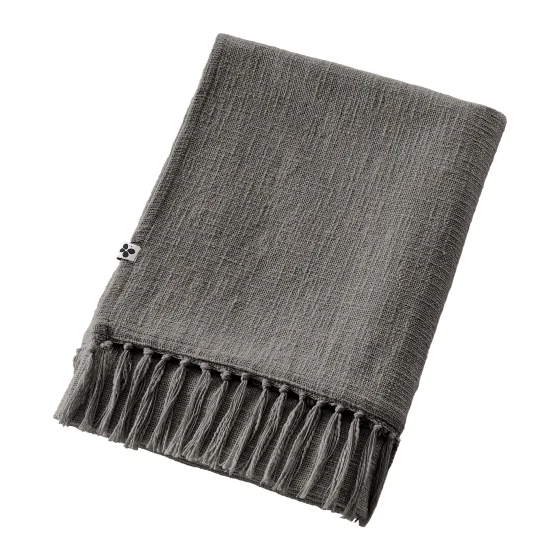 Plaid 130x160 cm en coton texturé Sixtine – Gris