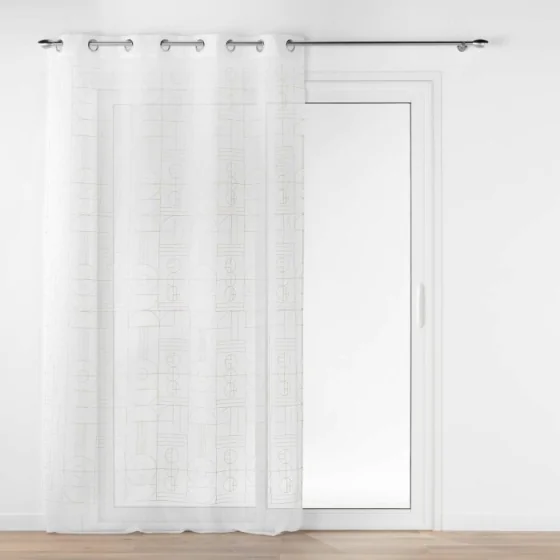 Voilage a oeillets 140 x 240 cm voile sablé brodé metallisé Odessa Or
