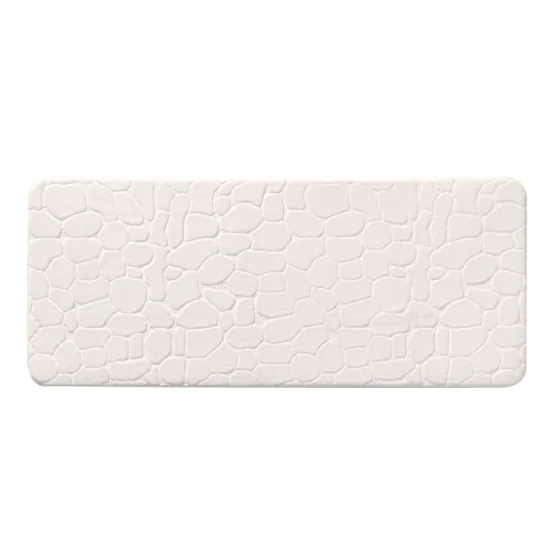 Tapis de bain 50 x 120 cm microfibre unie relief ricochet Blanc