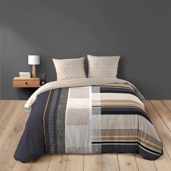 Housse de couette 240 x 220 cm coton 42 fils + 2 taies Romeo