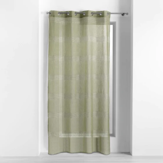 Voilage a oeillets 140 x 240 cm voile sable ajoure ajourela Kaki