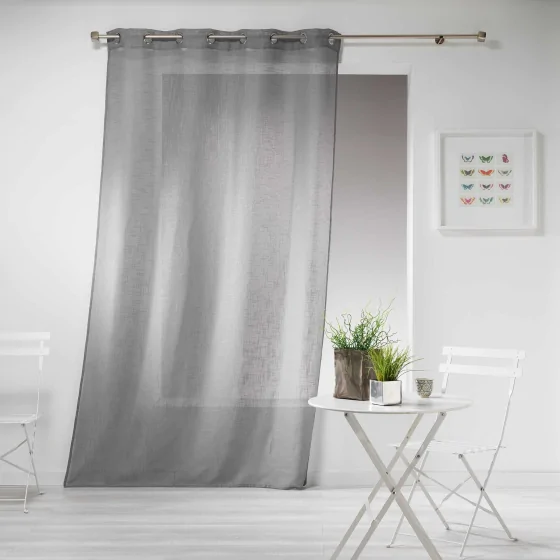 Panneau a oeillets 140 x 280 cm effet lin tisse haltona Gris