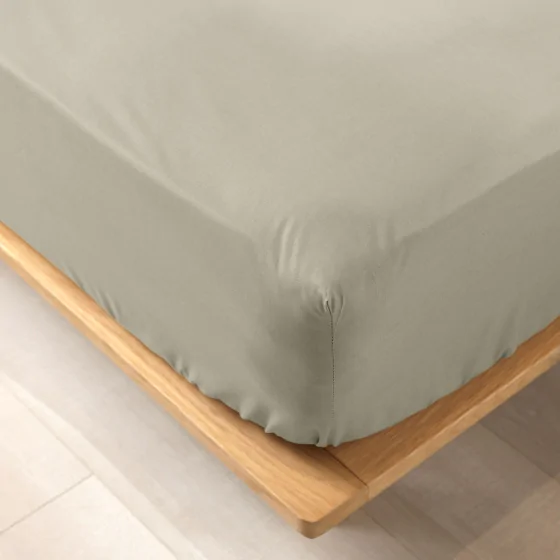 Drap housse Queen size 160 x 200 x 30 cm coton bio 57 fils Biolina Taupe