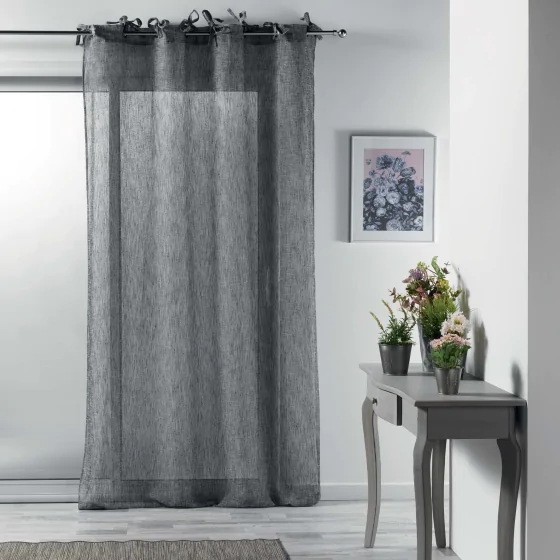 Voilage à nouettes 140 x 240 cm voile tissé Charlotte Anthracite