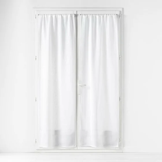 Paire droite passe tringle 2 x 70 x 200 cm effet lin tisse haltona Blanc